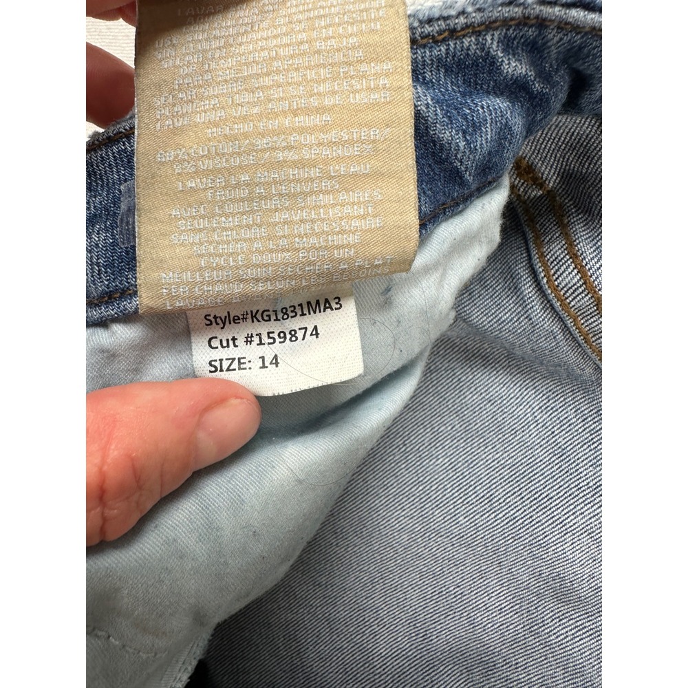 Kut from the Kloth Wide Leg Raw Hem Jeans Blue Denim Size 14 - Picture 7 of 9